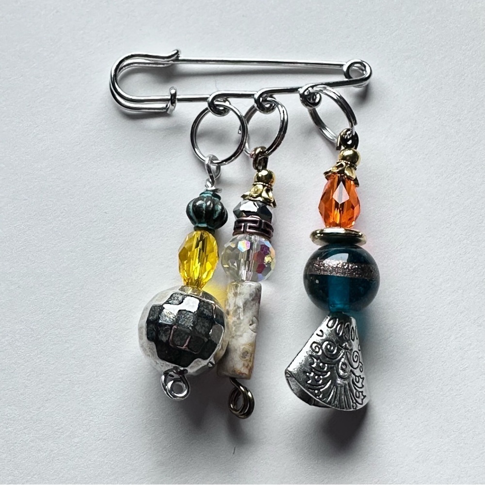 Brooch Pin Hand Crafted | Glass Beaded |  Artisan Multicolor Wire-Wrapped OOAK